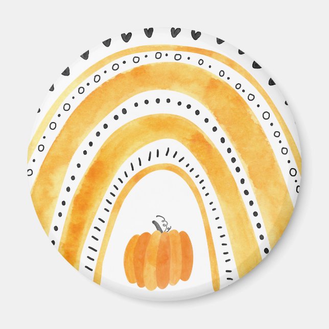 Halloween Boho Rainbow & Pumpkin Pattern Magnet (Front)