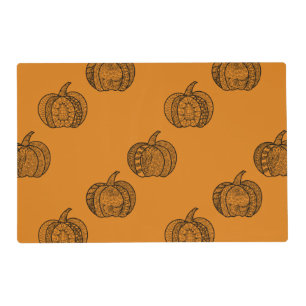 Halloween boho Zentangle ® inspired pumpkin Autumn Placemat