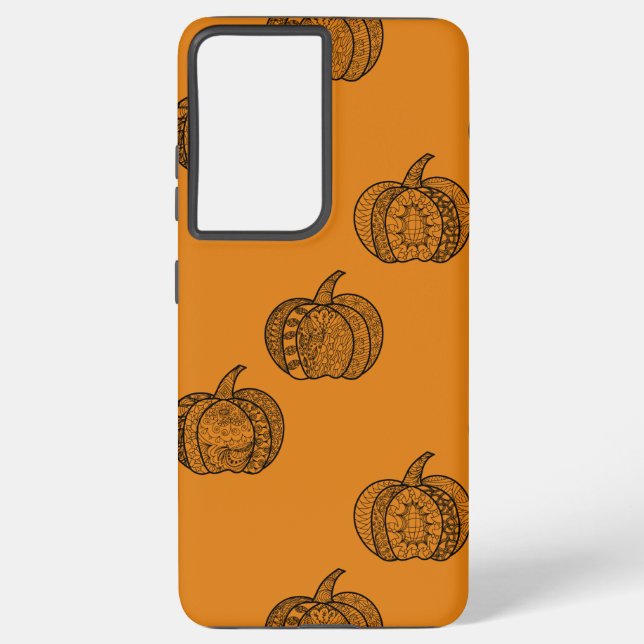 Halloween boho Zentangle ® inspired pumpkin Autumn Samsung Galaxy Case (Back)