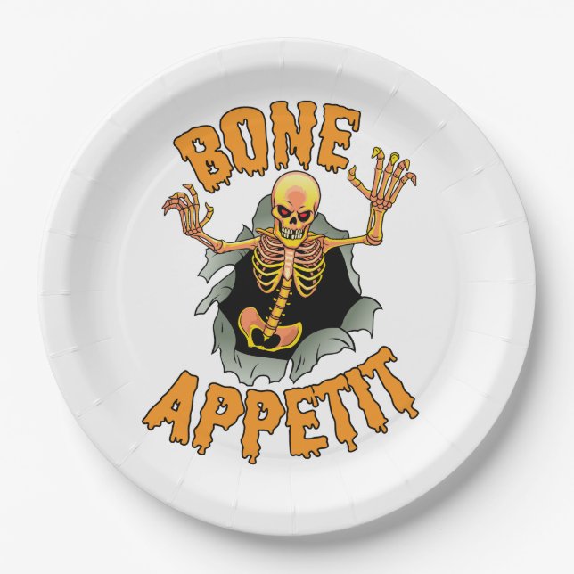 Halloween "Bone Appetit" Paper Plates (Front)