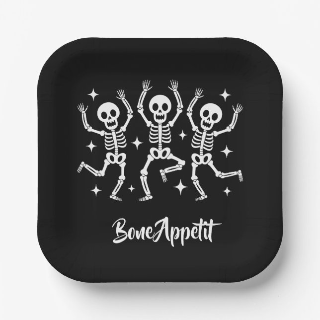 Halloween Bone Appetit  Paper Plates (Front)