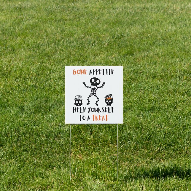 Halloween Bone Appetite skeleton creepy candy door Sign (Insitu)