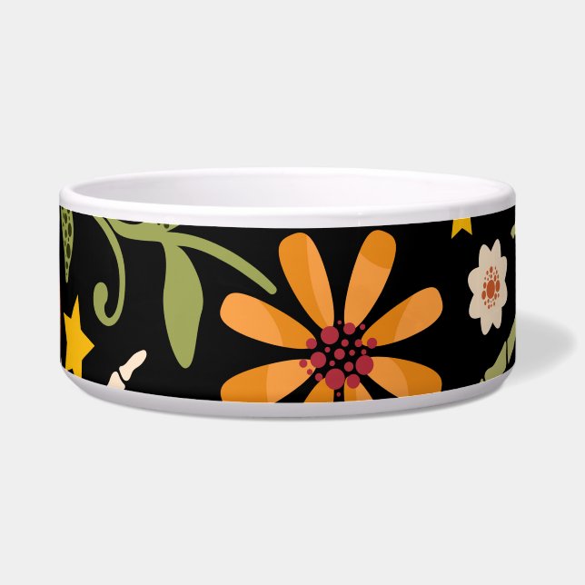 Halloween bones, floral seamless pattern. bowl (Front)