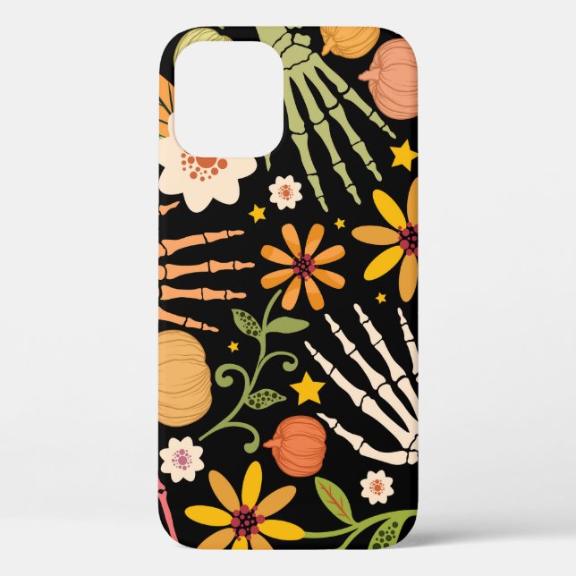 Halloween bones, floral seamless pattern. Case-Mate iPhone case (Back)