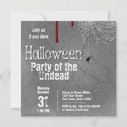 Halloween Bones Party of the Undead Gravestone  Invitation