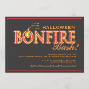 Halloween Bonfire Bash on Fire Party Invitation