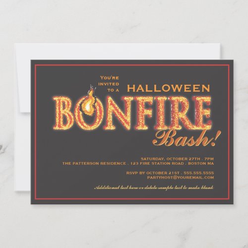 Halloween Bonfire Bash on Fire Party Invitation