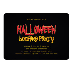 Halloween Bonfire Party Teen Outdoor Black Yellow Card
