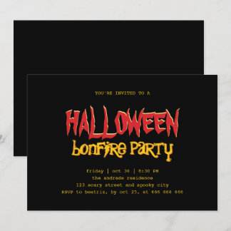 Halloween Bonfire Party Teen Outdoor Black Yellow Invitation