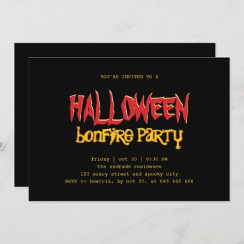 Halloween Bonfire Party Teen Outdoor Black Yellow Invitation by red_dress at Zazzle