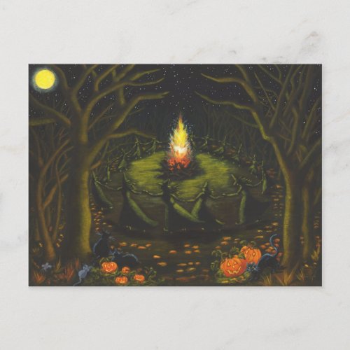 Halloweenbonfirewitchescovenmagicdance Postcard