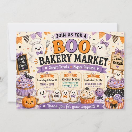 Halloween Boo Bakery Market Bake Sale Invitation