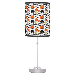 Halloween Boo Bats Cat Pumpkin And Moon Drawing Table Lamp