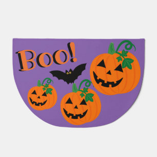 Halloween Boo Bats Orange Jack O Lantern Doormat
