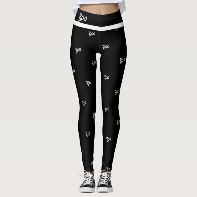 Halloween boo black and white leggings (Front)