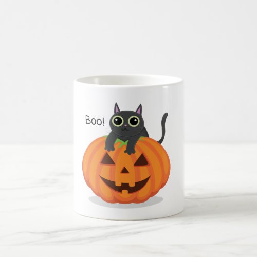Halloween boo black cat pumpkin jack o lantern  coffee mug