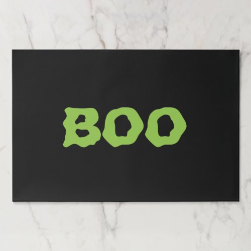 Halloween Boo black green spooky paper placemats