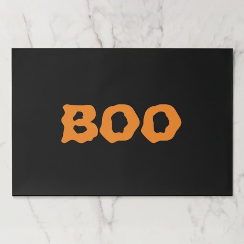 Halloween Boo black orange spooky paper placemats
