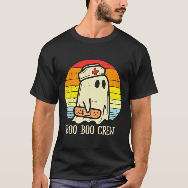 Halloween Boo Boo Crew Ghost Nurse Retro Halloween T-Shirt (Front)