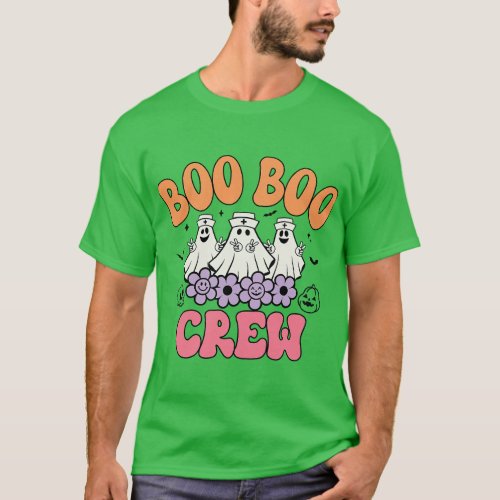 Halloween Boo Boo Crew Nurse Ghost Scared Mummy T_Shirt