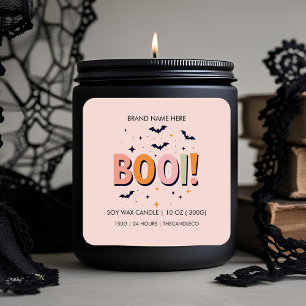 Halloween "BOO!" Candle   Cute Pastel Bats Square Sticker