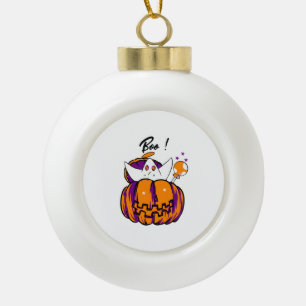 Halloween Boo Ceramic Ball Christmas Ornament