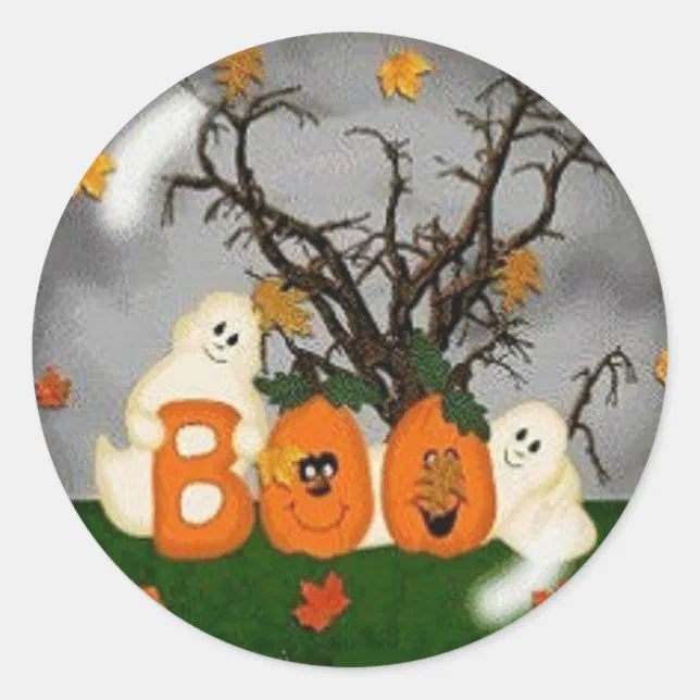Halloween Boo Classic Round Sticker | Zazzle