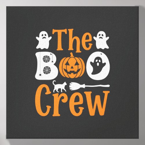 Halloween Boo Crew Ghost Pumpkin Cat Design Canvas Photo Tile