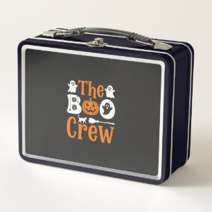 Halloween Boo Crew Ghost Pumpkin Cat Design Metal Lunch Box