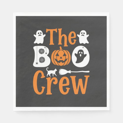 Halloween Boo Crew Ghost Pumpkin Cat Design Napkins