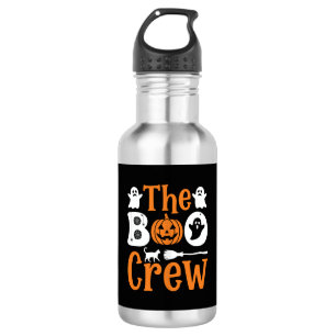 Halloween Boo Crew Ghost Pumpkin Cat Design Stainless Steel Water Bottle