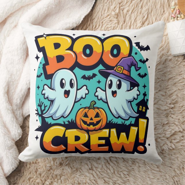 Halloween Boo Crew Throw Pillow (Blanket)
