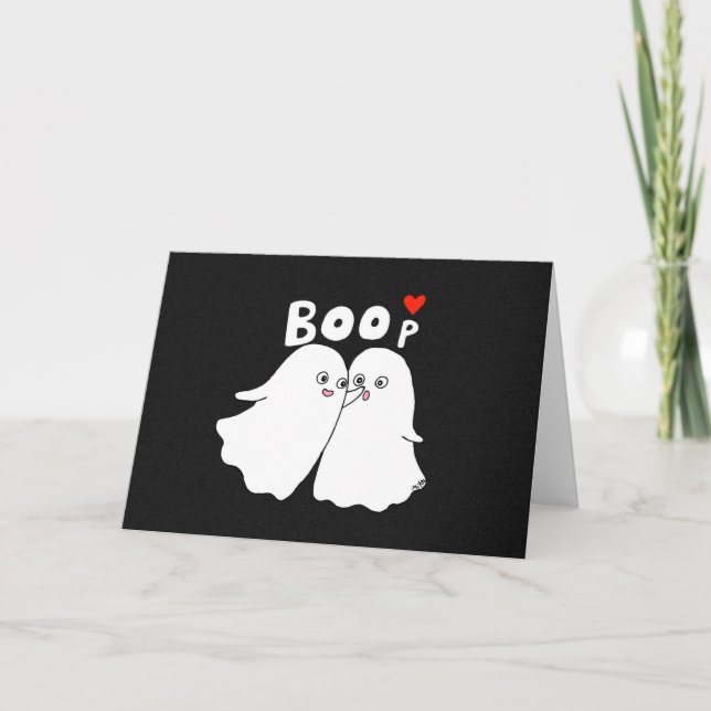 Halloween Boo Cute Ghost Funny Valentine's Day Card (Front)