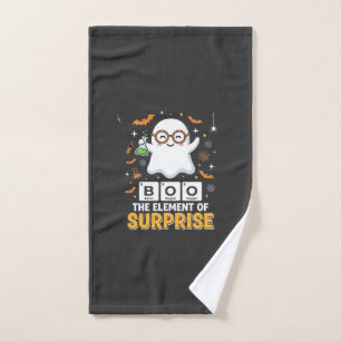 Halloween Boo Element of Surprise Ghost Design_1 Hand Towel