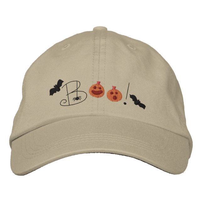 Halloween Boo Embroidered Baseball Hat (Front)