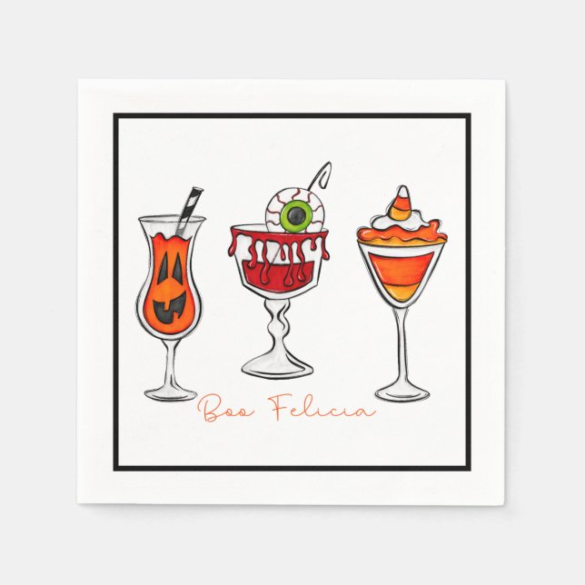 Halloween Boo Felicia Funny Drinks Cocktail  Napkins (Front)