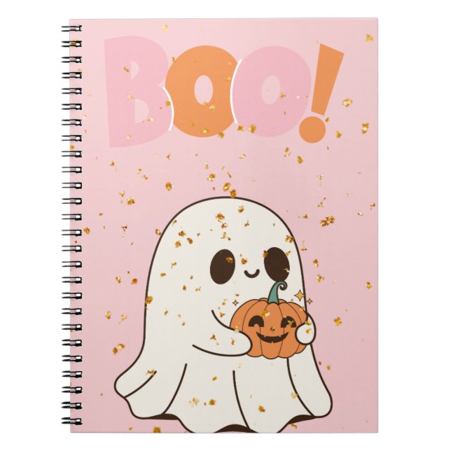 halloween boo ghost and pumpkins notebook (Front)