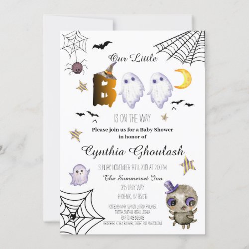 Halloween Boo Ghost Baby Shower Invitation