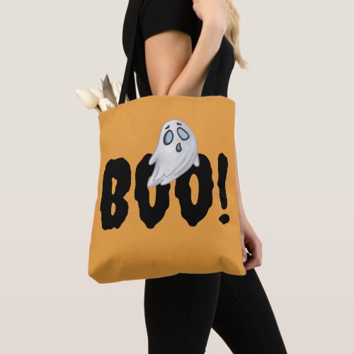 Halloween Boo Ghost Bag Orange Halloween Theme Tote Bag