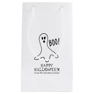 Halloween boo ghost black and white custom treat small gift bag