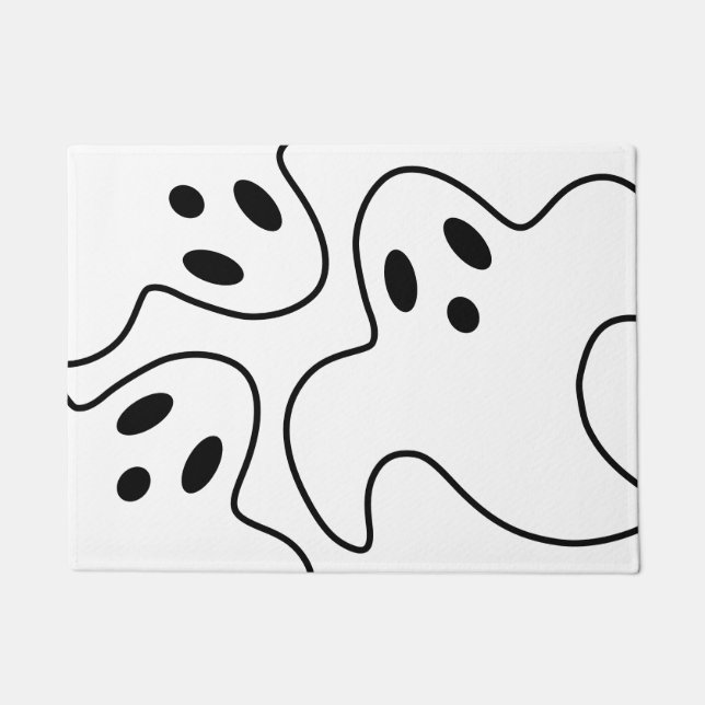 Halloween Boo Ghost Black and White Doormat (Front)