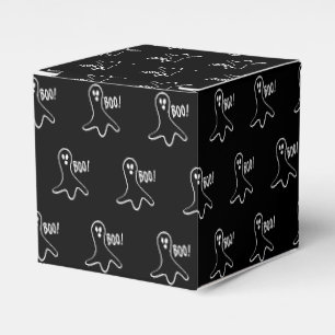 Halloween boo ghost black and white pattern favor boxes