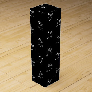 Halloween boo ghost black and white pattern wine box