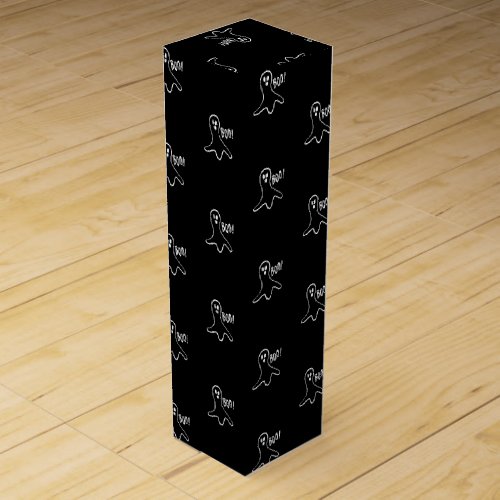 Halloween boo ghost black and white pattern wine box