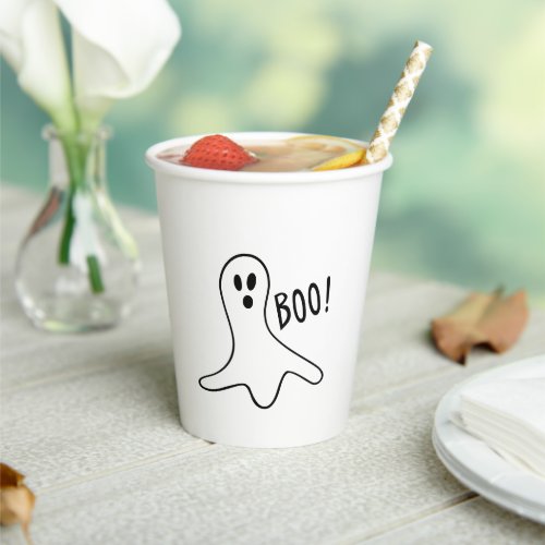 Halloween boo ghost black  white spooky paper cups