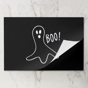 Halloween boo ghost black white spooky placemats