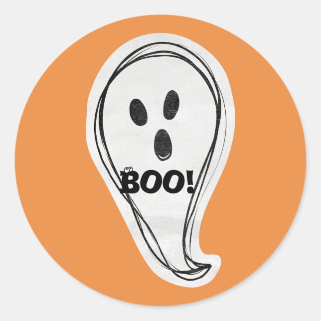 Halloween Boo Ghost Classic Round Sticker (Front)