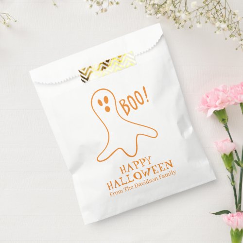 Halloween boo ghost orange white custom treat favor bag