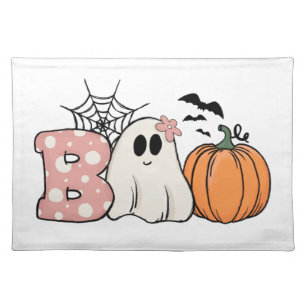 Halloween Boo Ghost Pumpkin Bats Cobweb Cloth Placemat