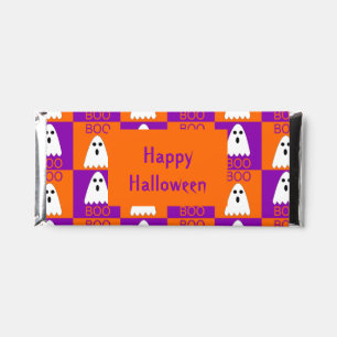 Halloween Boo Ghost Purple and Orange Squares Hershey Bar Favors